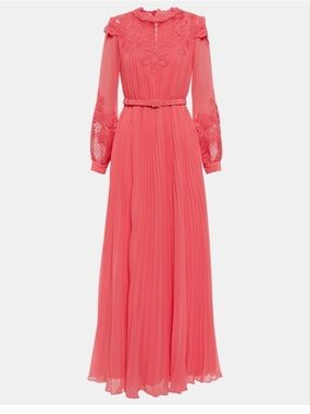 Self-Portrait Guipure lace-paneled chiffon gown Size 6